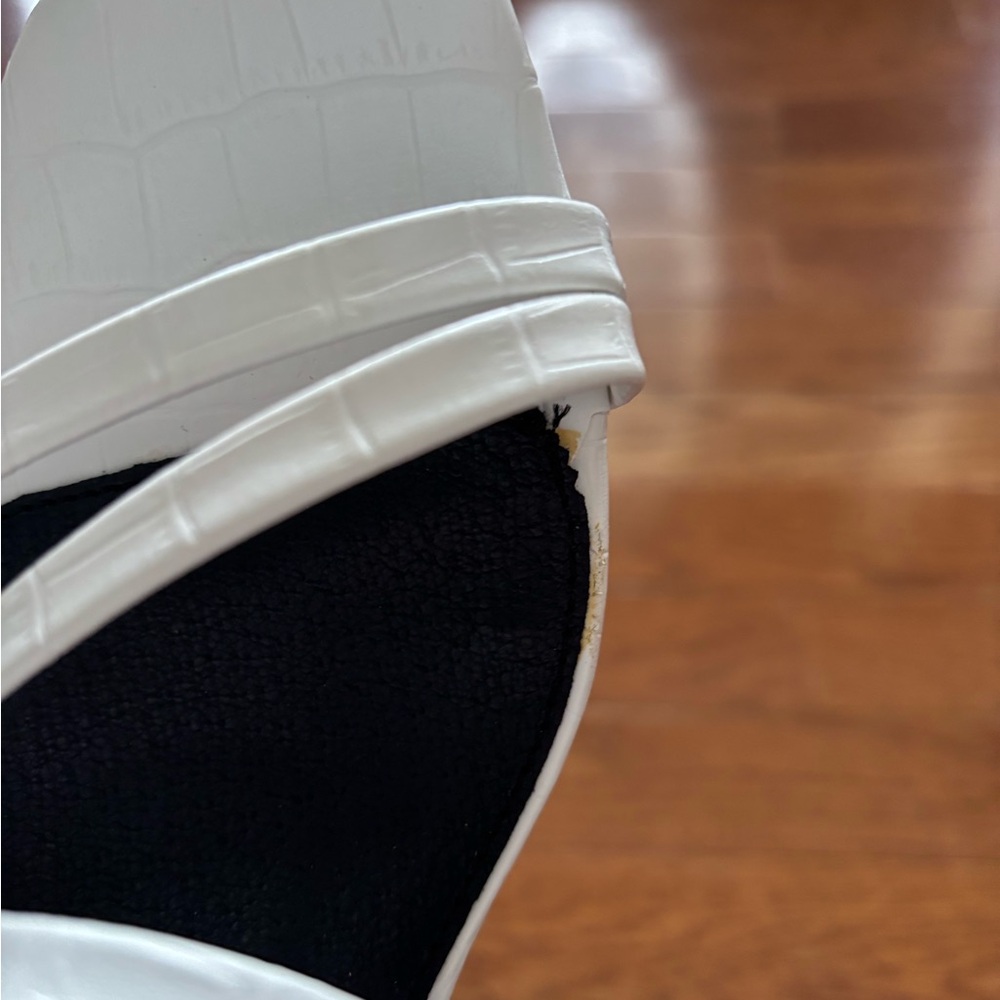 French Connection White Croc-Embossed Strappy Block Heel Sandals - Picture 7 of 7